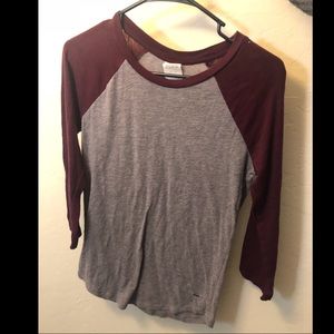PINK Grey and Maroon Baseball Tee